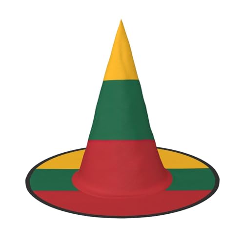 JIPOFD Flagge Litauens Halloween Hexenkostüm Zubehör Spitzkappe Hexenhut Faltbare Halloween Hüte 2 Stück von JIPOFD