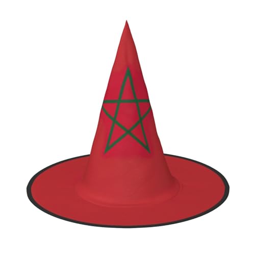 JIPOFD Flagge Marokkos Halloween Hexenkostüm Zubehör Spitzkappe Hexenhut Faltbare Halloween Hüte 2 Stück von JIPOFD