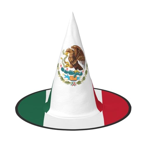 JIPOFD Flagge Mexikos Halloween Hexenkostüm Zubehör Spitzkappe Hexenhut Faltbare Halloween Hüte 2 Stück von JIPOFD