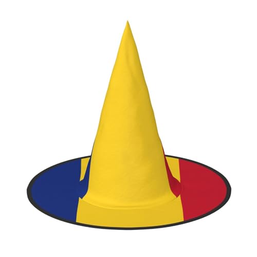 JIPOFD Flagge Rumäniens Halloween Hexenkostüm Zubehör Spitzkappe Hexenhut Faltbare Halloween Hüte 2 Stück von JIPOFD