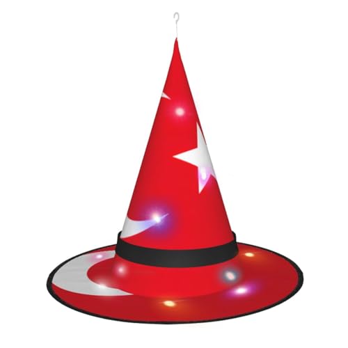 JIPOFD Flagge der Türkei, Hexenhüte für Damen, für Halloween, Party, Maskerade, Cosplay, Kostüm, Zubehör und den täglichen Urlaub von JIPOFD