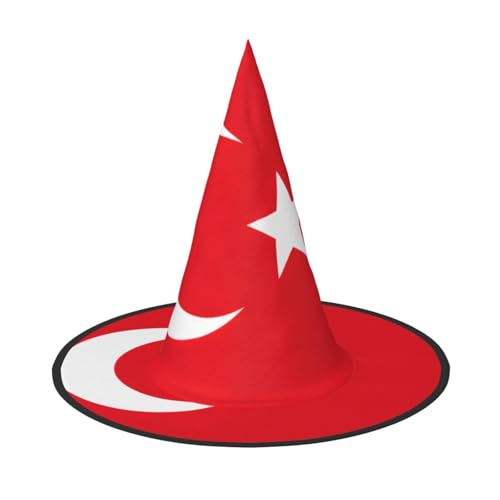 JIPOFD Flagge der Türkei Halloween Hexenkostüm Zubehör Spitzkappe Hexenhut Faltbare Halloween Hüte 2 Stück von JIPOFD