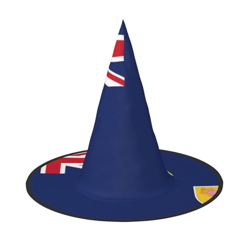 JIPOFD Flagge der Türken- und Caicosinseln Halloween Hexenkostüm Zubehör Spitzkappe Hexenhut Faltbare Halloween Hüte 2 Stück von JIPOFD