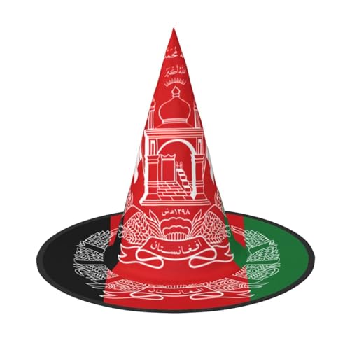 JIPOFD Flagge von Afghanistan Halloween Hexenkostüm Zubehör Spitzkappe Hexenhut Faltbare Halloween Hüte 2 Stück von JIPOFD