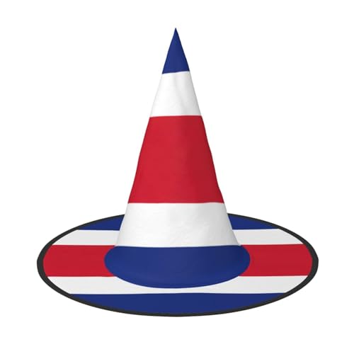 JIPOFD Flagge von Costa Rica Halloween Hexenkostüm Zubehör Spitzkappe Hexenhut Faltbare Halloween Hüte 2 Stück von JIPOFD