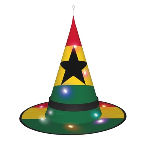 JIPOFD Flagge von Ghana, Hexenhüte für Damen, für Halloween, Party, Maskerade, Cosplay, Kostüm, Zubehör und den täglichen Urlaub von JIPOFD