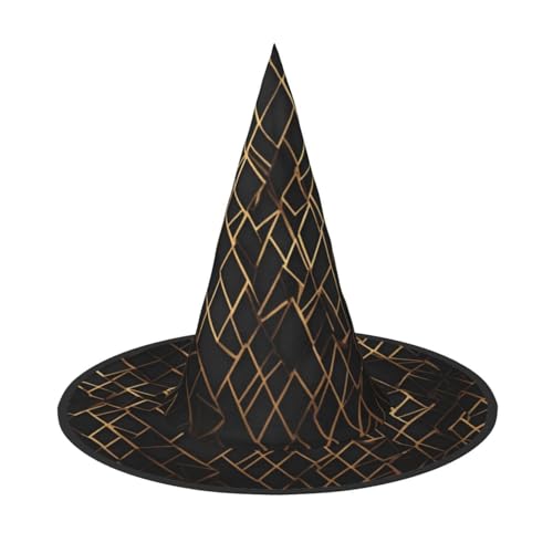JIPOFD Geometrische Linien Halloween Hexenkostüm Zubehör Spitzkappe Hexenhut Faltbare Halloween Hüte 2 Stück von JIPOFD