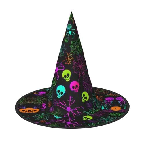 JIPOFD Halloween Schädel Halloween Hexe Kostüm Zubehör Spitzkappe Hexenhut Faltbare Halloween Hüte 2 Stück von JIPOFD