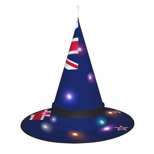 JIPOFD Hexenhüte für Damen, Neuseeland-Flagge, für Halloween, Party, Maskerade, Cosplay, Kostüm, Zubehör und den täglichen Urlaub von JIPOFD