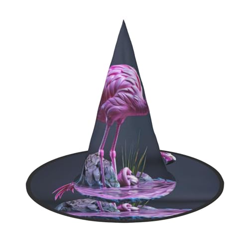 JIPOFD Hohl Flamingo Halloween Hexe Kostüm Zubehör Spitzkappe Hexenhut Faltbare Halloween Hüte 2 Stück von JIPOFD