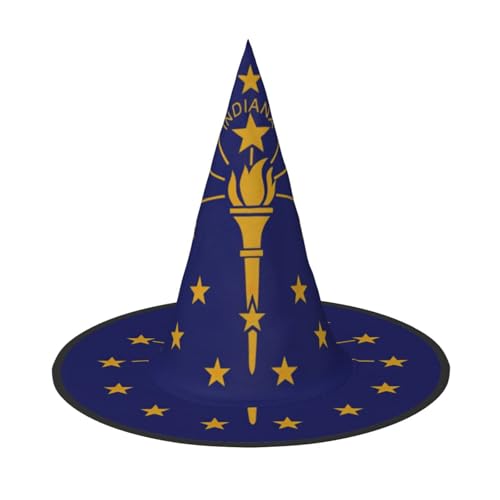 JIPOFD Indiana Staatsflagge Halloween Hexenkostüm Zubehör Spitzkappe Hexenhut Faltbare Halloween Hüte 2 Stück JIPOFD Indiana Staatsflagge Halloween Hexenkostüm Zubehör Spitzkappe Hexenhut Faltbare Halloween Hüte 2 Stück von JIPOFD