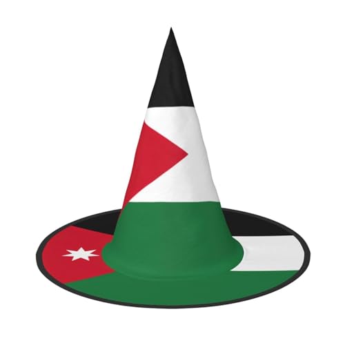JIPOFD Jordanische Flagge Halloween Hexe Kostüm Zubehör Spitzkappe Hexenhut Faltbare Halloween Hüte 2 Stück von JIPOFD