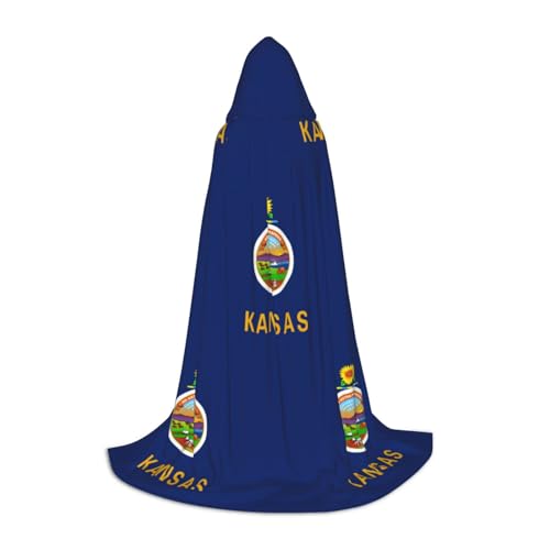 JIPOFD Kansas Umhang mit Staatsflagge, langer Umhang für Halloween, Umhang, Kostüme, Kapuzenumhang, Maskerade, Kostüm von JIPOFD