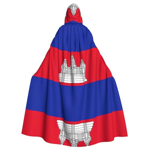 JIPOFD Kapuzenumhang mit Kambodscha-Flagge, Uni, für Erwachsene, lang, Halloween, Weihnachten, ein Muss für Zauberer, Party von JIPOFD