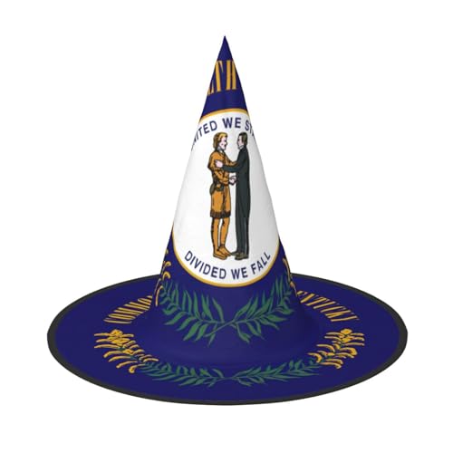 JIPOFD Kentucky Staatsflagge Halloween Hexenkostüm Zubehör Spitzkappe Hexenhut Faltbare Halloween Hüte 2 Stück von JIPOFD