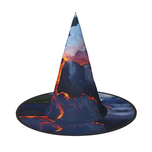 JIPOFD Kilauea Volcanos Halloween Hexenkostüm Zubehör Spitzkappe Hexenhut Faltbare Halloween Hüte 2 Stück von JIPOFD