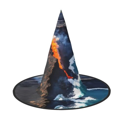JIPOFD Kilauea Volcanos Halloween Hexenkostüm Zubehör Spitzkappe Hexenhut Faltbare Halloween Hüte 2 Stück von JIPOFD