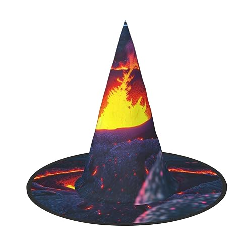 JIPOFD Kilauea Vulkan Halloween Hexenkostüm Zubehör Spitzkappe Hexenhut Faltbare Halloween Hüte 2 Stück von JIPOFD