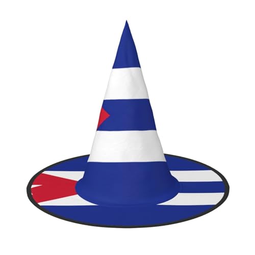 JIPOFD Kubanische Flagge Halloween Hexe Kostüm Zubehör Spitzkappe Hexenhut Faltbare Halloween Hüte 2 Stück von JIPOFD