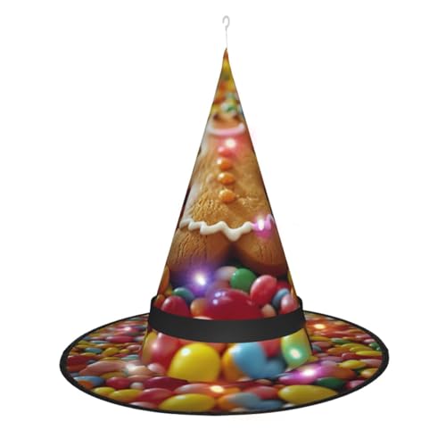 JIPOFD Lebkuchenmann-Süßigkeiten-Hexenhüte für Damen, für Halloween, Party, Maskerade, Cosplay, Kostüm, Zubehör und den täglichen Urlaub von JIPOFD