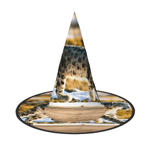 JIPOFD Leopard Halloween Hexe Kostüm Zubehör Spitzkappe Hexenhut Faltbare Halloween Hüte 2 Stück von JIPOFD