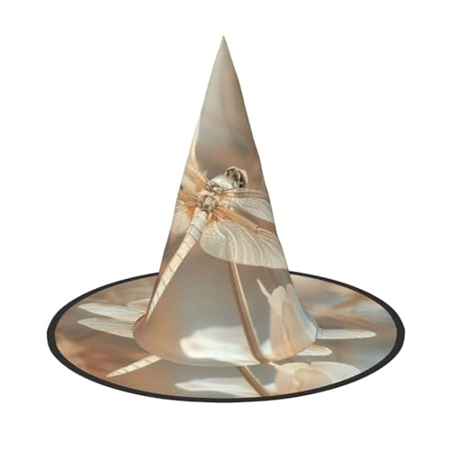 JIPOFD Libelle und Blume Halloween Hexenkostüm Zubehör Spitzkappe Hexenhut Faltbare Halloween Hüte 2 Stück von JIPOFD