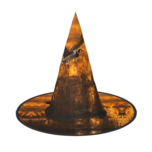 JIPOFD Loon Nature Vogel Halloween Hexenkostüm Zubehör Spitzkappe Hexenhut Faltbare Halloween Hüte 2 Stück von JIPOFD