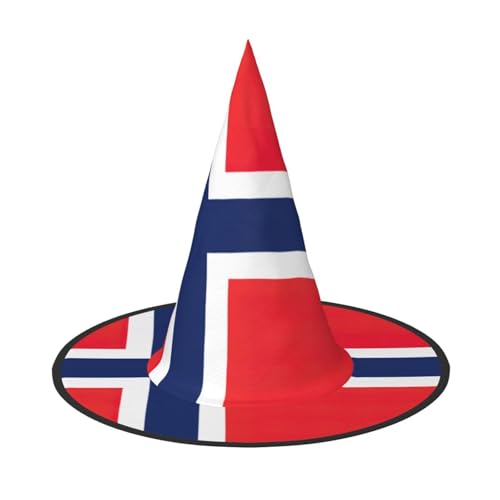 JIPOFD Norwegische Flagge Halloween Hexenkostüm Zubehör Spitzkappe Hexenhut Faltbare Halloween Hüte 2 Stück JIPOFD Norwegische Flagge Halloween Hexenkostüm Zubehör Spitzkappe Hexenhut Faltbare Halloween Hüte 2 Stück von JIPOFD