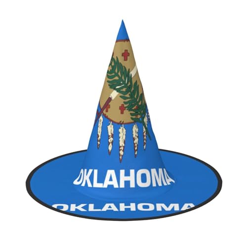 JIPOFD Oklahoma Staatsflagge Halloween Hexenkostüm Zubehör Spitzkappe Hexenhut Faltbare Halloween Hüte 2 Stück von JIPOFD