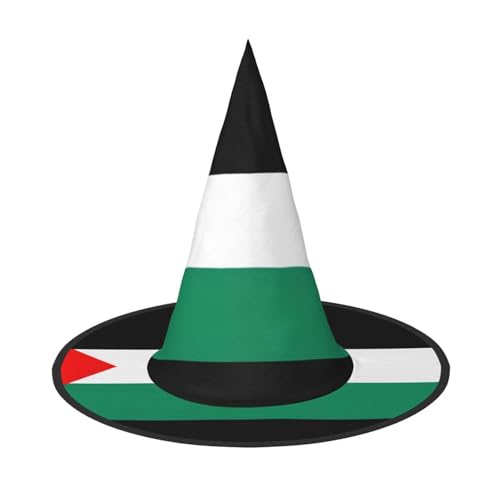 JIPOFD Palästina Flagge Halloween Hexenkostüm Zubehör Spitzkappe Hexenhut Faltbare Halloween Hüte 2 Stück von JIPOFD