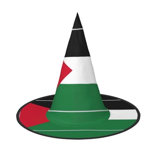 JIPOFD Palästina Flagge Halloween Hexenkostüm Zubehör Spitzkappe Hexenhut Faltbare Halloween Hüte 2 Stück von JIPOFD
