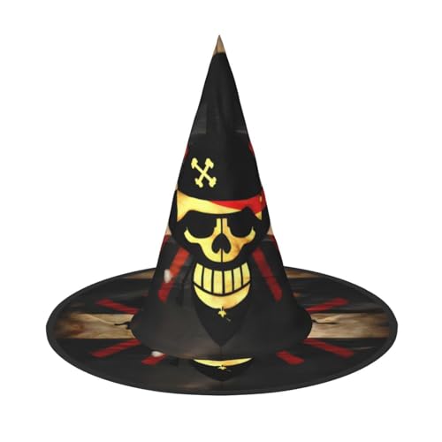 JIPOFD Piratenflagge Halloween Hexenkostüm Zubehör Spitzkappe Hexenhut Faltbare Halloween Hüte 2 Stück von JIPOFD