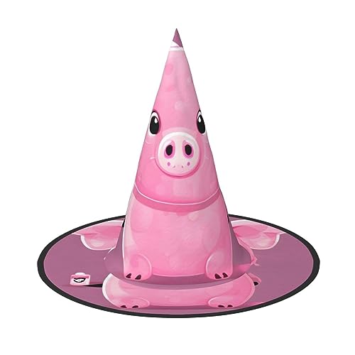 JIPOFD Rotes Schwein Halloween Hexenkostüm Zubehör Spitzkappe Hexenhut Faltbare Halloween Hüte 2 Stück von JIPOFD