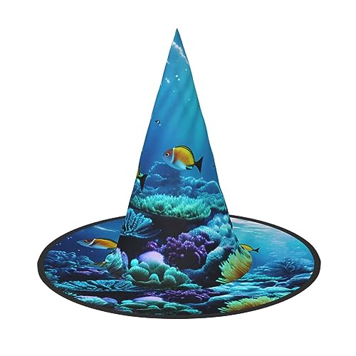 JIPOFD Ruhige Unterwasserlandschaft Halloween Hexenkostüm Zubehör Spitzkappe Hexenhut Faltbare Halloween Hüte 2 Stück JIPOFD Ruhige Unterwasserlandschaft Halloween Hexenkostüm Zubehör Spitzkappe Hexenhut Faltbare Halloween Hüte 2 Stück von JIPOFD
