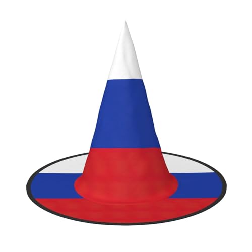 JIPOFD Russische Flagge Halloween Hexe Kostüm Zubehör Spitzkappe Hexenhut Faltbare Halloween Hüte 2 Stück von JIPOFD
