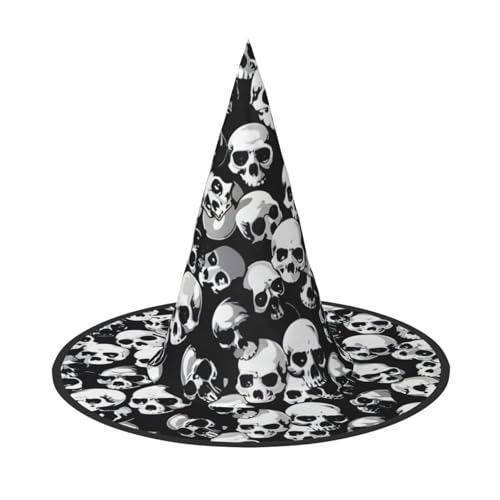 JIPOFD Schwarzer Totenkopf Halloween Hexe Kostüm Zubehör Spitzkappe Hexenhut Faltbare Halloween Hüte 2 Stück JIPOFD Schwarzer Totenkopf Halloween Hexe Kostüm Zubehör Spitzkappe Hexenhut Faltbare Halloween Hüte 2 Stück von JIPOFD