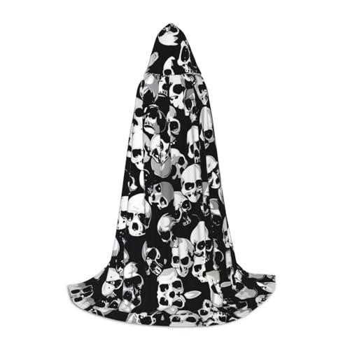 JIPOFD Schwarzer Totenkopf-Umhang mit Kapuze, langer Umhang für Halloween-Umhang, Kostüme, Kapuzenumhang, Maskerade, Kostüm JIPOFD Schwarzer Totenkopf-Umhang mit Kapuze, langer Umhang für Halloween-Umhang, Kostüme, Kapuzenumhang, Maskerade, Kostüm von JIPOFD