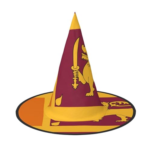 JIPOFD Sri Lanka Flagge Halloween Hexenkostüm Zubehör Spitzkappe Hexenhut Faltbare Halloween Hüte 2 Stück von JIPOFD