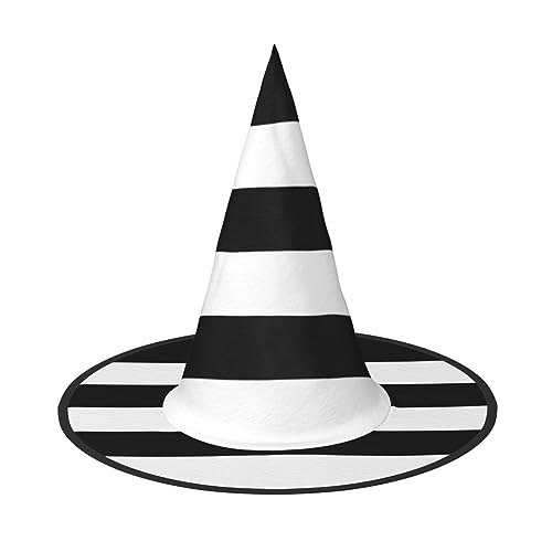 JIPOFD Streifen schwarz weiß Halloween Hexenkostüm Zubehör Spitzkappe Hexenhut Faltbare Halloween Hüte 2 Stück von JIPOFD