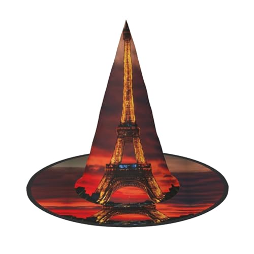 JIPOFD Turm Paris Halloween Hexenkostüm Zubehör Spitzkappe Hexenhut Faltbare Halloween Hüte 2 Stück von JIPOFD