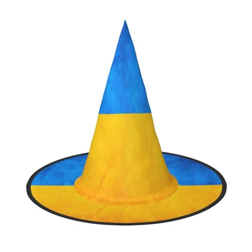 JIPOFD Ukrainische Flagge Halloween Hexenkostüm Zubehör Spitzkappe Hexenhut Faltbare Halloween Hüte 2 Stück von JIPOFD