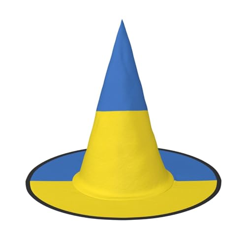 JIPOFD Ukrainische Flagge Halloween Hexenkostüm Zubehör Spitzkappe Hexenhut Faltbare Halloween Hüte 2 Stück von JIPOFD