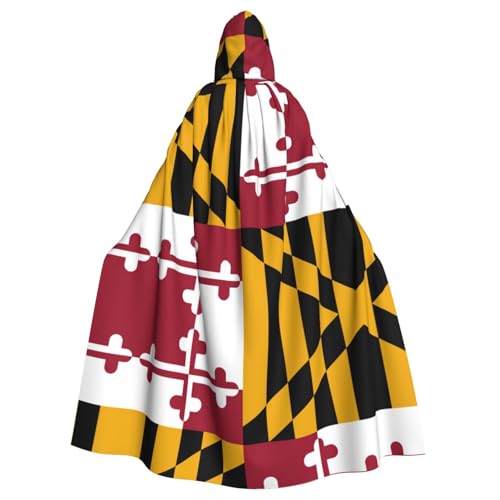 JIPOFD Umhang mit Kapuze, Motiv: Maryland Staatsflagge, Uni, für Erwachsene, lang, Halloween, Weihnachten, ein Muss für Zauberer, Party von JIPOFD