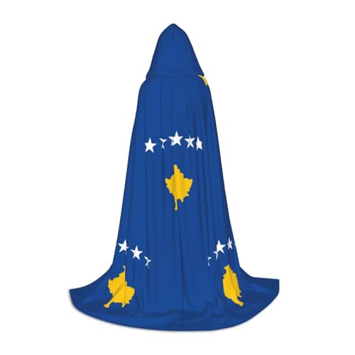 JIPOFD Umhang mit Kapuze und Flagge des Kosovos, langer Umhang für Halloween, Umhang, Kostüme, Maskerade, Kostüm von JIPOFD