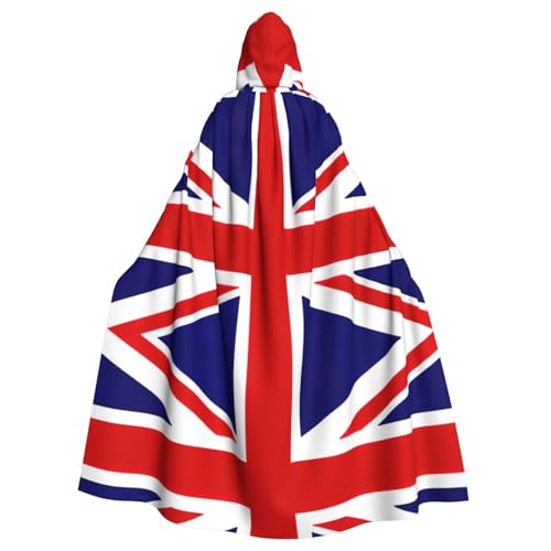 JIPOFD Umhang mit Kapuze und britischer Flagge, Uni, für Erwachsene, lang, Halloween, Weihnachten, ein Muss für Zauberer, Party von JIPOFD