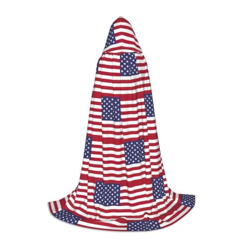 JIPOFD Umhang mit amerikanischer Flagge, langer Umhang für Halloween-Umhang, Kostüme, Kapuzenumhang, Maskerade, Kostüm von JIPOFD
