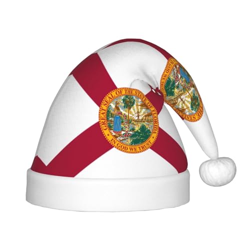 JIPOFD Weihnachtsmütze mit Florida-Flagge, uni, weich und bequem, verdickte Nikolausmütze von JIPOFD