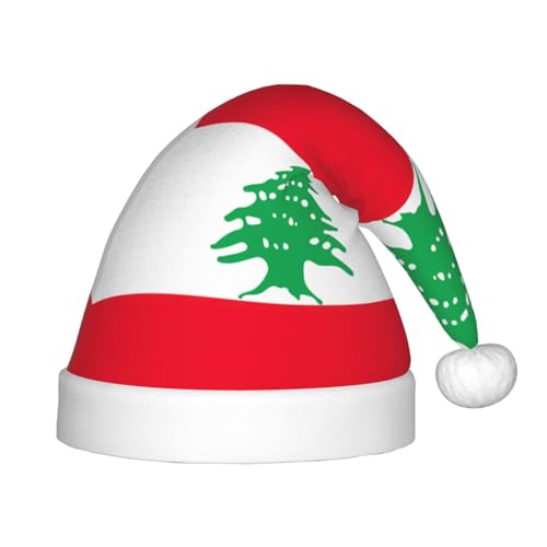 JIPOFD Weihnachtsmütze mit Libanon-Flagge, uni, weich und bequem, verdickte Weihnachtsmütze von JIPOFD