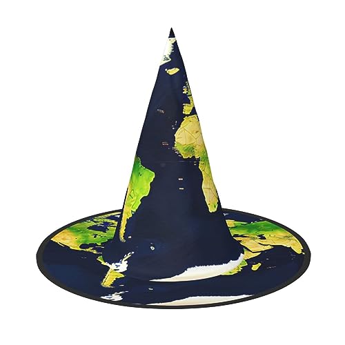 JIPOFD Weltkarte Halloween Hexenkostüm Zubehör Spitzkappe Hexenhut Faltbare Halloween Hüte 2 Stück von JIPOFD