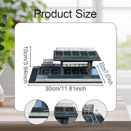 JISADER 1/64 Maßstab Modell Auto Vitrine Miniatur Szene Parkplatz Dekorative Realistische DIY Micro Landschaft Showcase Organizer, Style B von JISADER